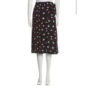 Marimekko Side Tie Floral Print A-line Midi Skirt Purple Women's Size 34
